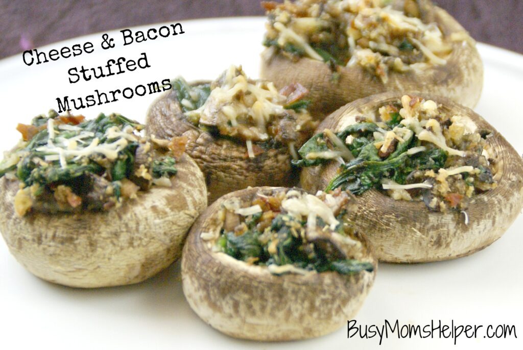Cheese & Bacon Stuffed Mushrooms / Busy Mom's Helper
