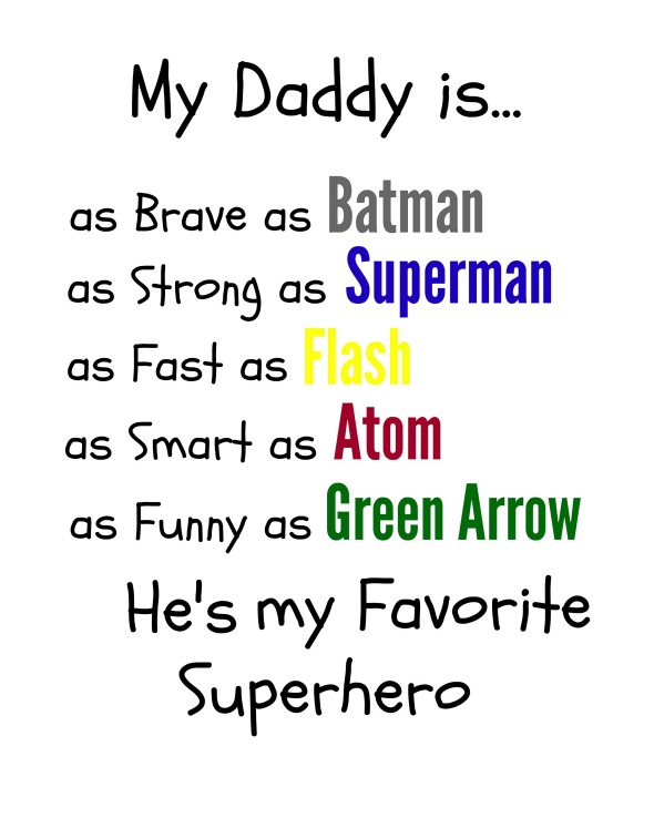 Superhero Dad Gift Free Printables