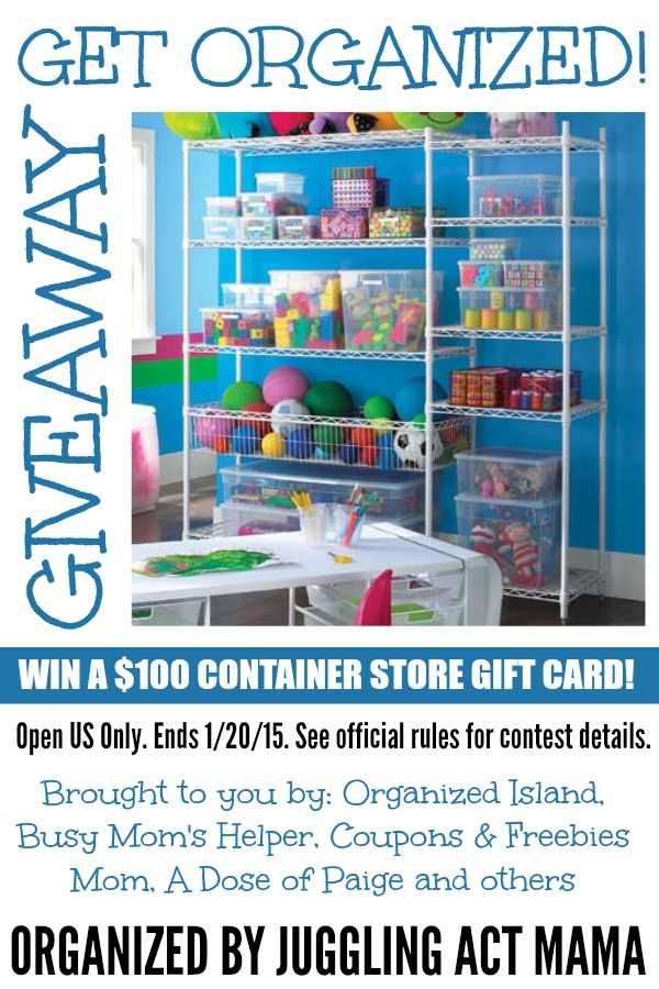 Get Organized $100 Container Store Giveaway organized by Juggling Act Mama