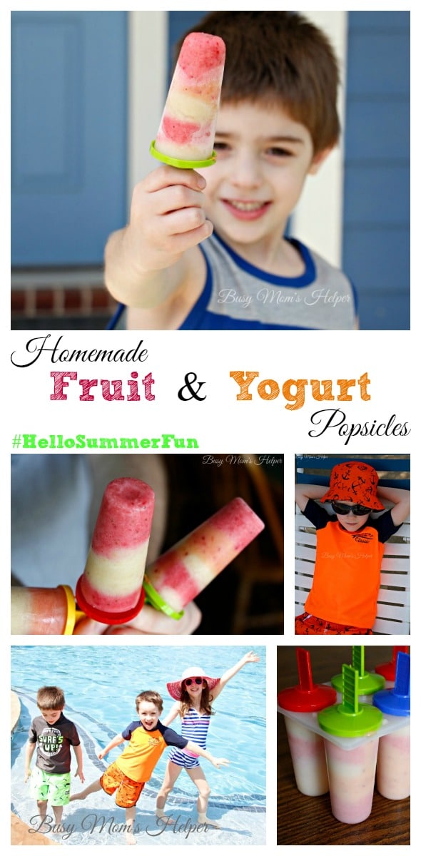 Homemade Fruit and Yogurt Popsicles / https://www.busymomshelper.com #HelloSummerFun #IC #ad