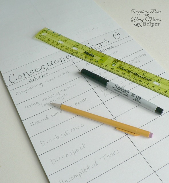 Consequence Chart for Moms and Kids by Riggstown Road for Busy Mom's Helper