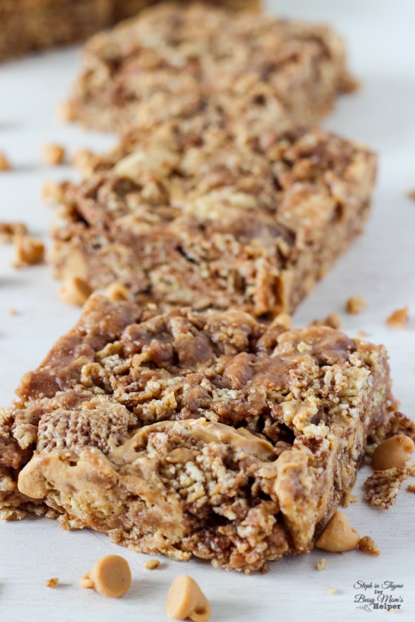 Chocolate Peanut Butter Chex Treats, a gluten-free dessert that will also please a crowd l Steph in Thyme for Busy Mom's Helper