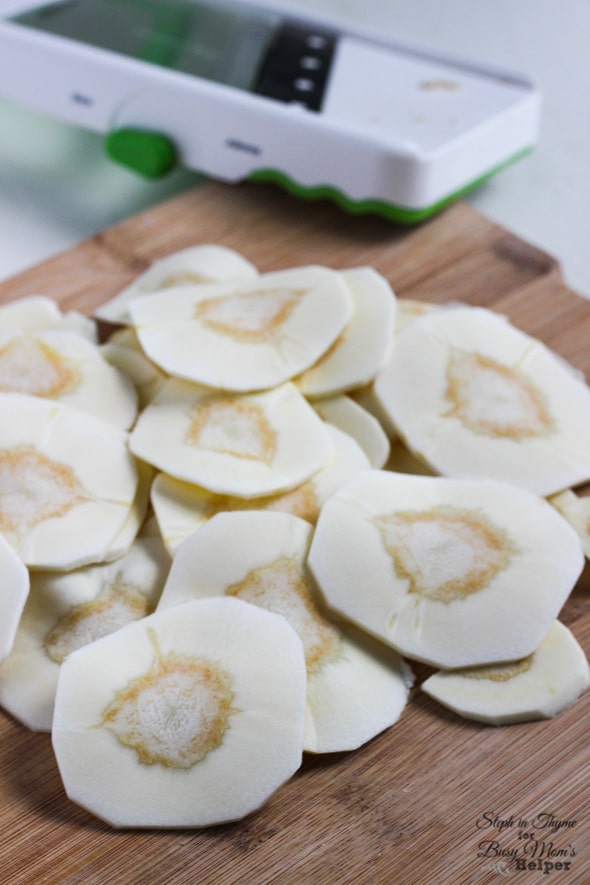 Baked Cinnamon Parsnip Chips l Steph in Thyme for Busy Mom's Helper