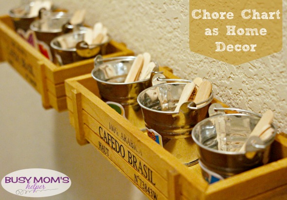 Simple and attractive DIY Chore Chart - or should I say Chore Buckets! Let your chore chart be attractive decor! by BusyMomsHelper.com