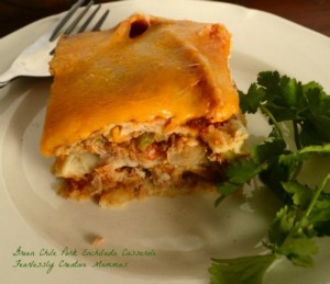 Green Chili Pork Enchilada Casserole