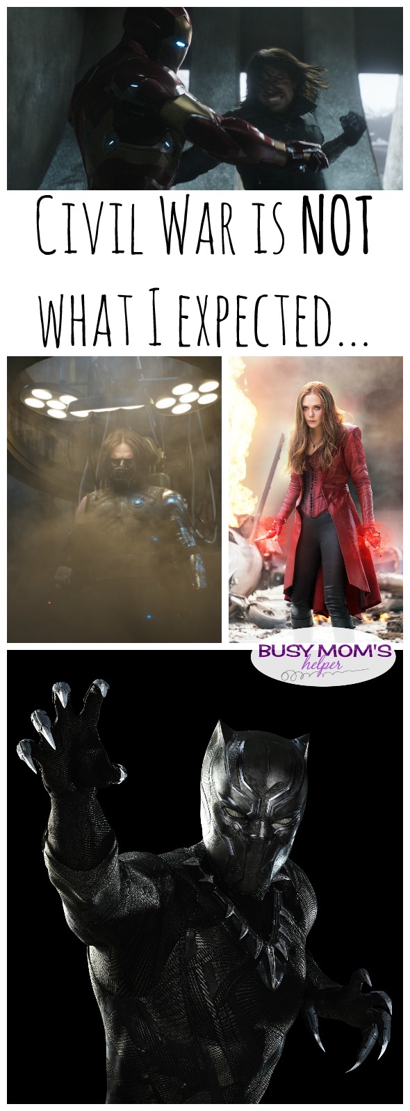 Captain America: Civil War is NOT what I expected / by BusyMomsHelper.com / the surprising twists in Civil War, amazing cast of Civil War, and how much I loved this movie!