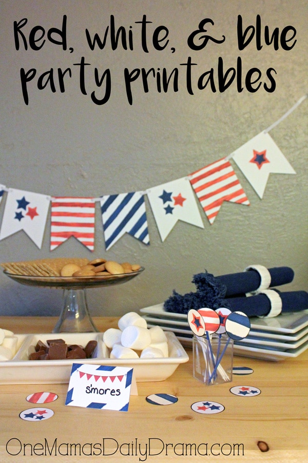 Red, white, and blue party printables by One Mama's Daily Drama