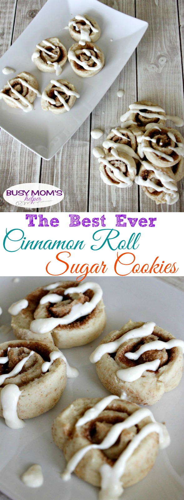 The BEST Ever Cinnamon Roll Sugar Cookies - these are a great dessert or treat recipe for parties, family gatherings or just to enjoy at home!