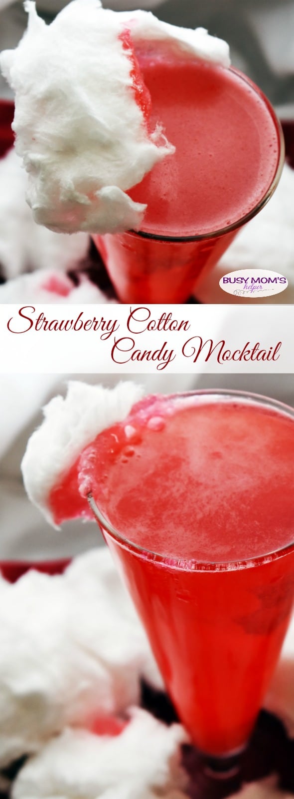 Strawberry Cotton Candy Mocktail Recipe / A great kid-friendly Valentine's Day Drink recipe!