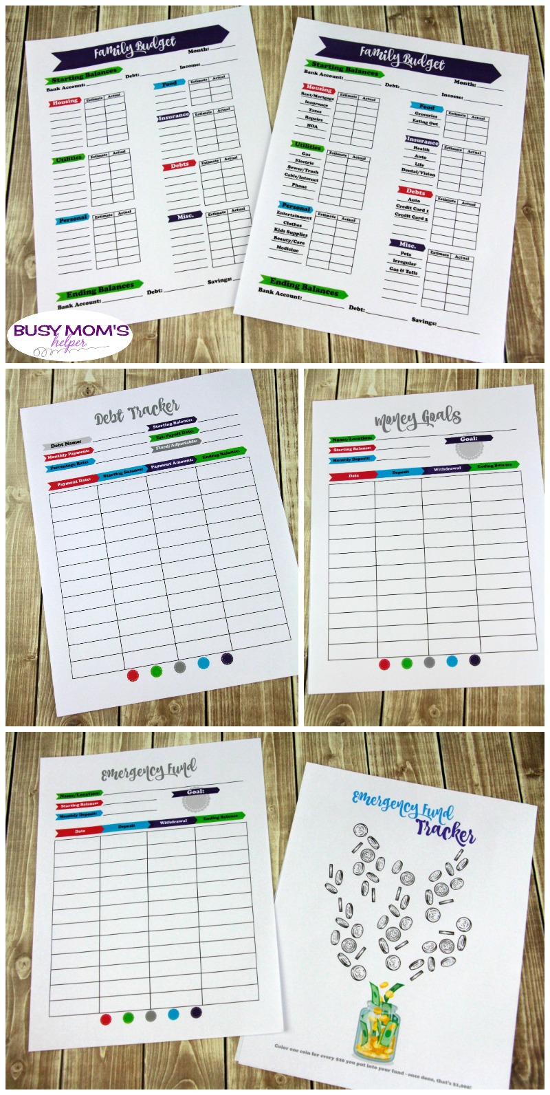 Ultimate Set of Printables for Busy Families! Practically every printable a busy family could use - over 70 pages PLUS two BONUS items! Help get organized with categories like: Money, Scheduling/Time Management, Kitchen/Meal Planning, Security & Home Management, as well as Trip Planning! #printables #busymom #busyparents #busyfamily #busyfamilies #printableset #parenting #moms #money #homemanagement #timemanagement