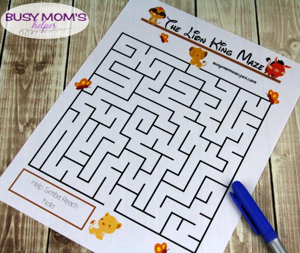 Free Lion King Printable Maze activity for kids #thelionking #printable #freeprintable #kidactivity #lionking #disney