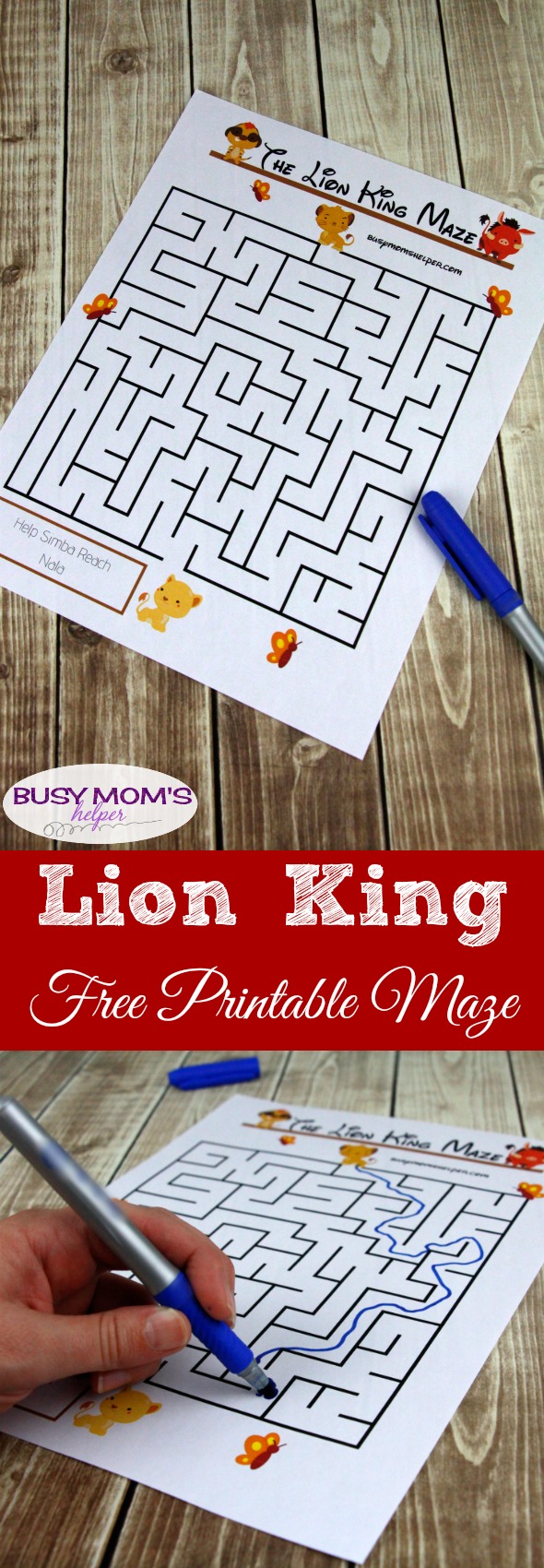Free Lion King Printable Maze activity for kids #thelionking #printable #freeprintable #kidactivity #lionking #disney
