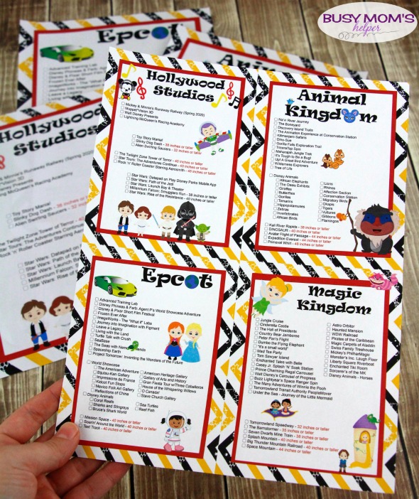 Free Printable Walt Disney World Ride Lists with Galaxy's Edge Update!!! Includes height requirements #waltdisneyworld #familytravel #disney #disneyparks #printables #disneyprintables #disneyworld